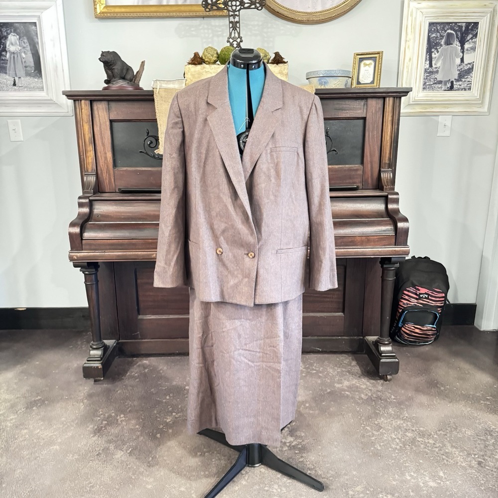 Vintage Evan Picone Wool Skirt Sz 38  Jacket Suit Sz‎ 44/ 2 pc Set Womens Brown